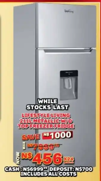 Lewis Lifestyle living metallic w/d top freezer fridge offer