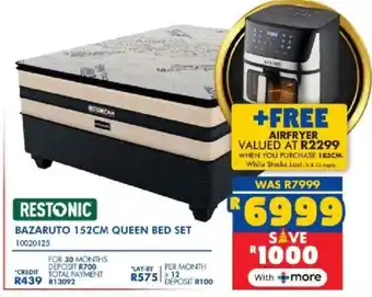 Russells Restonic bazaruto 152cm queen bed set offer