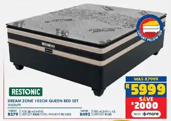Russells Restonic dream zone 152cm queen bed set offer