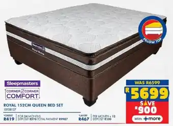 Russells Sleepmasters royal 152cm queen bed set offer