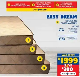 Russells Easy dream 152cm king foam mattress offer