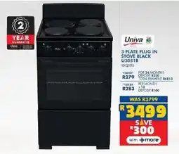 Russells Univa 3 plate plug in stove black offer