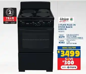 Russells Univa 3 plate plug in stove black offer
