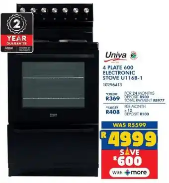 Russells Univa 4 plate 600 electronic stove offer