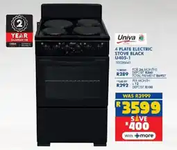 Russells Univa 4 plate electric stove black offer