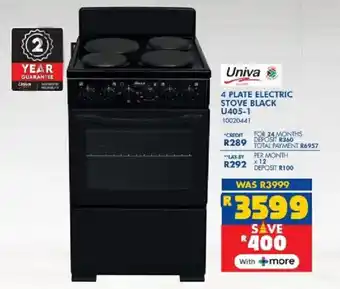 Russells Univa 4 plate electric stove black offer