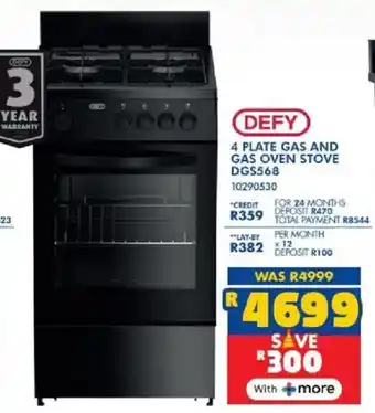 Russells Defy 4 plate gas and gas oven stove offer