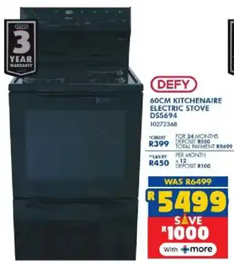 Russells Defy 60cm kitchenaire electric stove offer