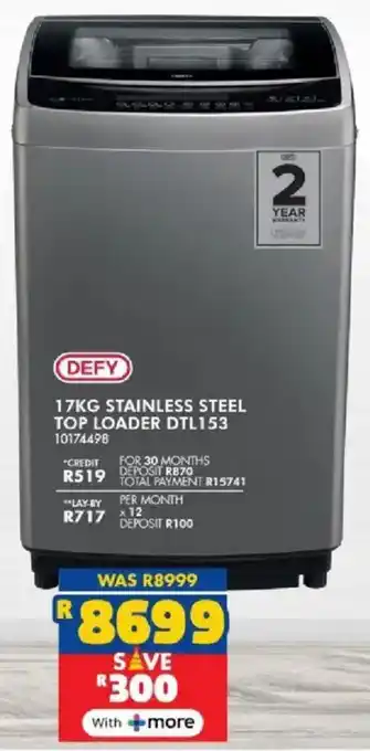 Russells Defy stainless steel top loader offer