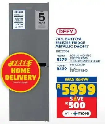 Russells Defy bottom freezer fridge metallic offer
