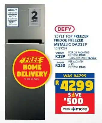 Russells Defy top freezer fridge freezer metallic offer