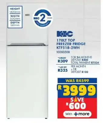 Russells KIC top freezer fridge offer