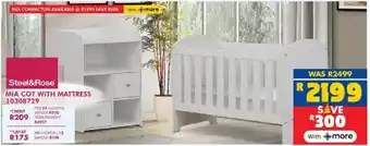 Russells Steel&Rose mia cot with mattress offer