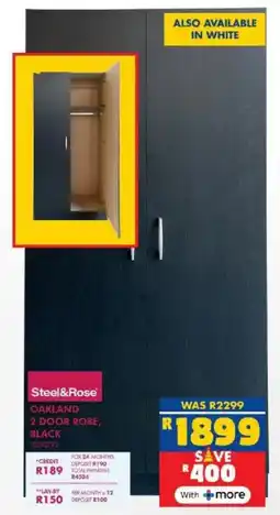 Russells Steel&Rose oakland 2 door robe, black offer