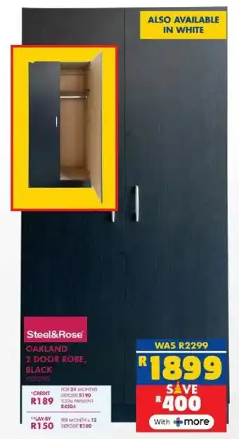 Russells Steel&Rose oakland 2 door robe, black offer