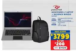 Russells Packard bell montenero-c laptop + backpack bundle offer