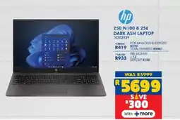 Russells Hp 250 n100 8 256 dark ash laptop offer