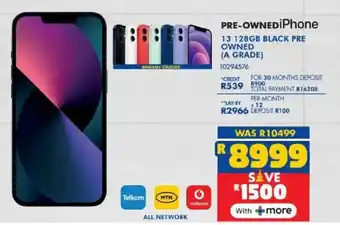 Russells iPhone 13 128gb black pre-owned offer