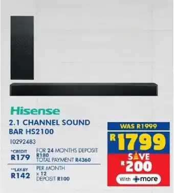 Russells Hisense 2.1 channel sound bar hs2100 offer