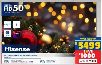 Russells Hisense 50" inch smart 4k uhd tv-50a6q offer