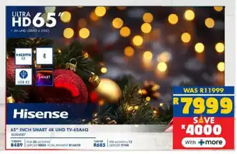 Russells Hisense 65" inch smart 4k uhd tv-65a6q offer