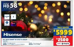 Russells Hisense 58" INCH SMART 4K UHD TV-58A6N offer