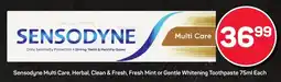 Pick n Pay Sensodyne Multi Care, Herbal, Clean & Fresh, Fresh Mint or Gentle Whitening Toothpaste offer