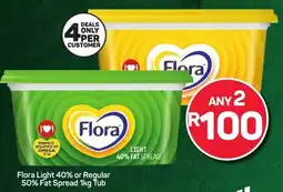 Pick n Pay Flora Light 40% or Regular 50% Fat Spread Tub offer