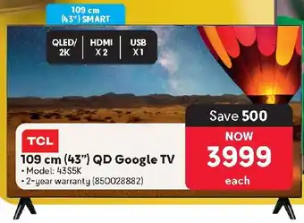 Makro TCL 109 cm 43" QD Google TV offer