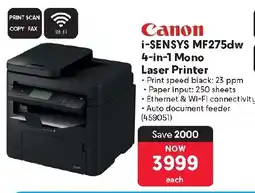 Makro Canon i-SENSYS MF275dw 4-in-1 Mono Laser Printer offer