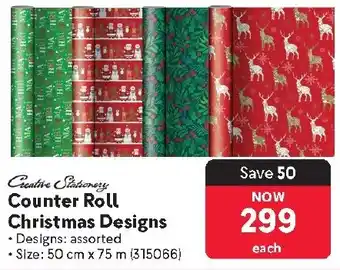Makro Creative Stationery Counter Roll Christmas Designs offer