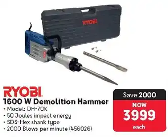 Makro RYOBI 1600 W Demolition Hammer offer