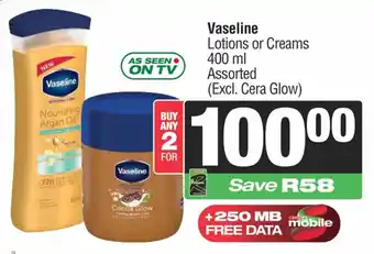 Spar Vaseline Lotions or Creams Assorted offer