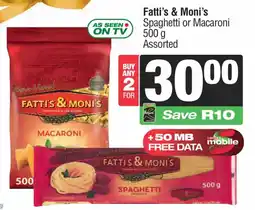 Spar Fatti's & Moni's Spaghetti or Macaroni Assorted offer