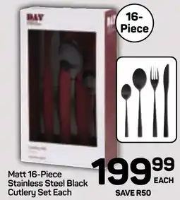 Pick n Pay Hypermarket DAY Matt Stainless Steel Black Cutlery Set offer