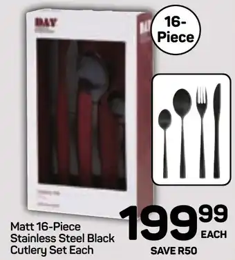 Pick n Pay Hypermarket DAY Matt Stainless Steel Black Cutlery Set offer