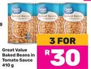 Game Great Value Baked Beans In Tomato Sauce-For 3 x 410g offer