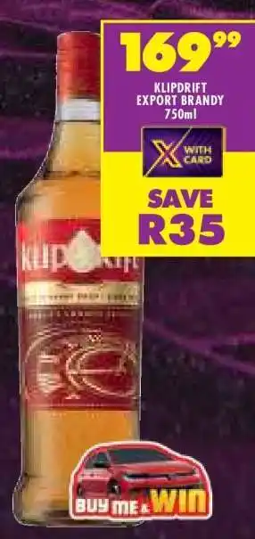 Shoprite KLIPDRIFT EXPORT BRANDY 750ml offer
