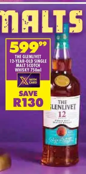 Shoprite The Glenlivet 12-Year-Old Single Malt Scotch Whisky 750ml offer