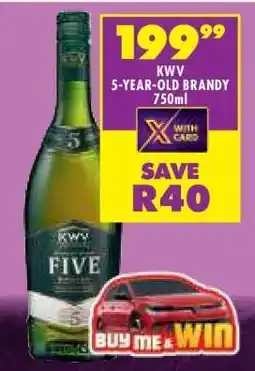 Shoprite KWV 5-Year-Old Brandy 750ml offer