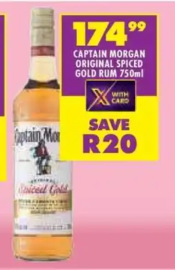 Shoprite CAPTAIN MORGAN ORIGINAL SPICED GOLD RUM 750ml offer