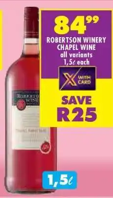 Shoprite ROBERTSON WINERY CHAPEL WINE offer