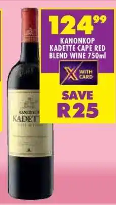 Shoprite KANONKOP KADETTE CAPE RED BLEND WINE 750ml offer