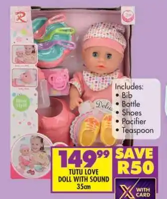 Shoprite TUTU LOVE DOLL WITH SOUND 35cm offer