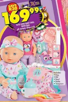 Shoprite TUTU LOVE BABY DOLL WITH BAG offer