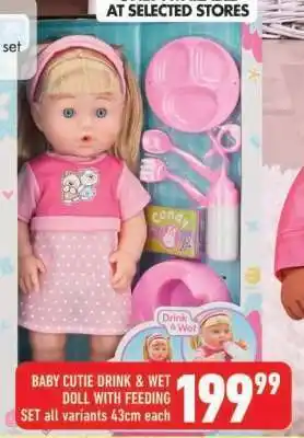 Shoprite BABY CUTIE DRINK & WET DOLL WITH FEEDING offer