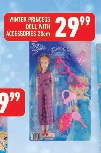 Shoprite WINTER PRINCESS DOLL WITH ACCESSORIES 28cm offer