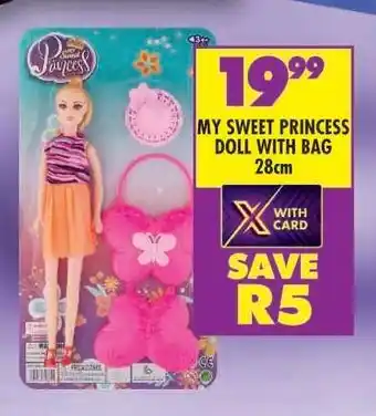 Shoprite MY SWEET PRINCESS DOLL WITH BAG 28cm offer