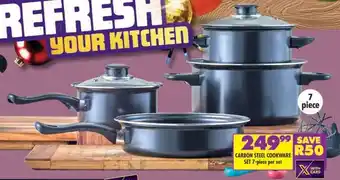 Shoprite CARBON STEEL COOKWARE SET 7-piece per set offer
