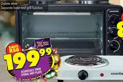 Shoprite ESSENTIALS TWIN SPIRAL HOT PLATE offer